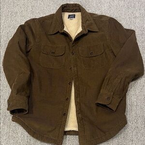 J Crew men’s brn corduroy, fleece lined jacket. Sz M